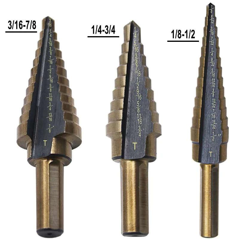 5PCS Step Drll Bit Set High Speed Steel Cobalt Hard Metal Stepped Drills Set Tool Accessories Titanium Cone Step Drill for Metal