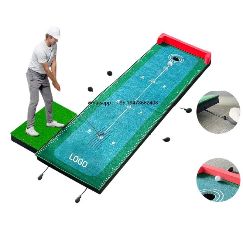 

2024 Newly Designed Foldable and Portable Golf Putting Mat with air Pumps for Slope Adjustment