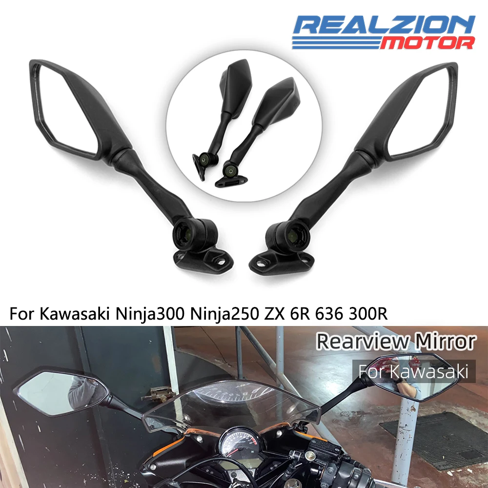 

RZ Ninja 300 ZX6R 636 Rearview Mirror Motorcycle Rear Mirrors Motor Side Mirror For Kawasaki Ninja 250 300R EX300 ABS 2011-2018