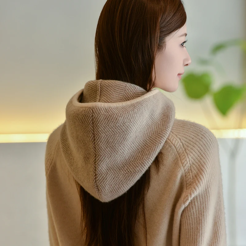 100% قبعات من الكشمير الرجال النساء سميكة قطعة واحدة القبعات الخريف الشتاء الأذن واقية القبعات مقنعين الأوشحة الكورية نمط محبوك قبعات