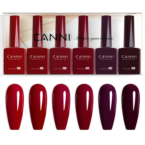 Imagen 1 del producto CANNI HEMA FREE-Kit de esmalte de uñas en Gel, juego de Gel de Color de gran cobertura, manicura de uñas, LED UV, regalo rojo de Navidad, 9ml