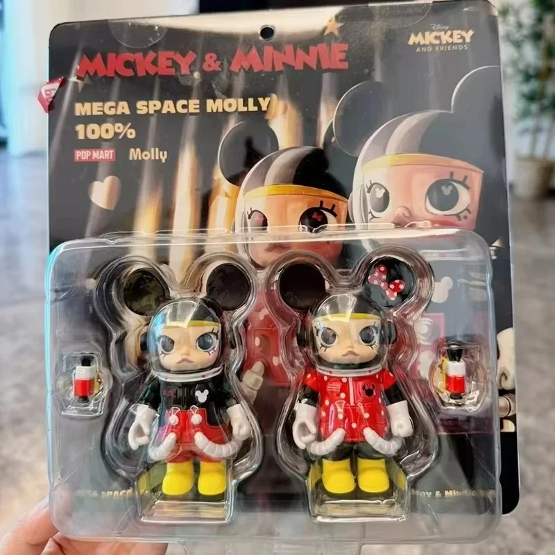 New Product Space Molly X Disney Mickey Minnie Doll 100% 400% Super Molly Action Doll Anime Kawaii Mode Doll Decoration Toy Gift