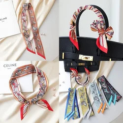 Luxury Scarf Women Spring New War Horse Knight Twill Decoration Small Silk Scarf Wrapping Bag Handle Ribbon Hair Band Scarf