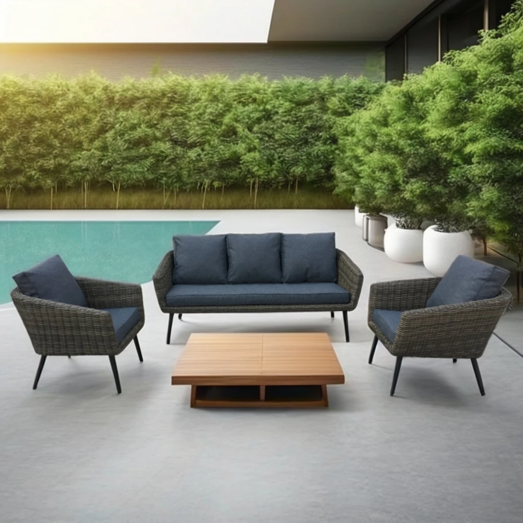 

Outdoor Furniture Wicker Sofa Sets 3pc Alum Rope Sofa Set Table Garden Set