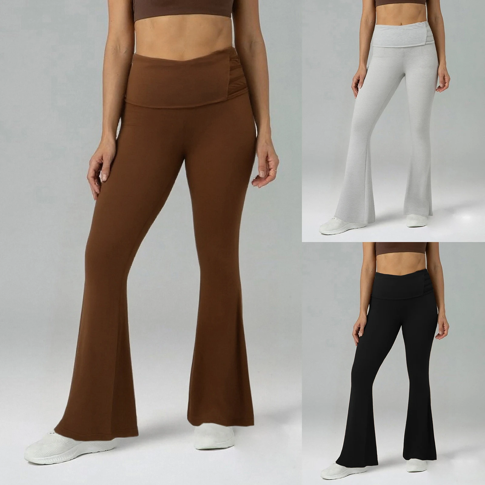 Spodnie dzwony plus size dla kobiet, codzienne, jednolite, z elastyczną gumką w pasie, długie spodnie typu bell bottom do noszenia na co dzień, do biura, spodnie oversize.