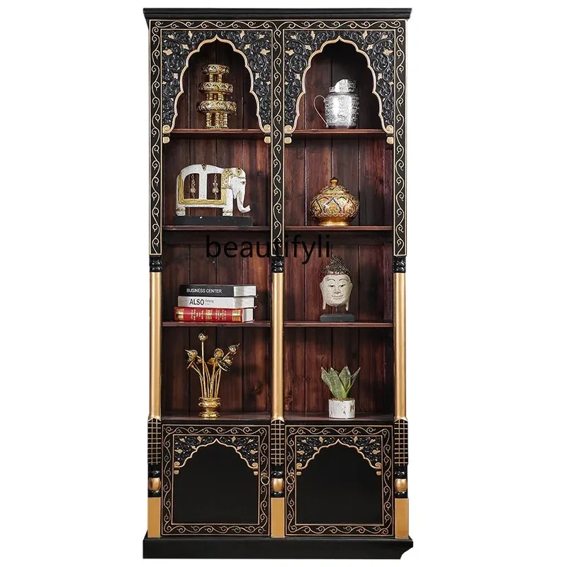 

South East Asia style solid wood Bogu frame Thai partition retro bookcase tea room tea set storage rack