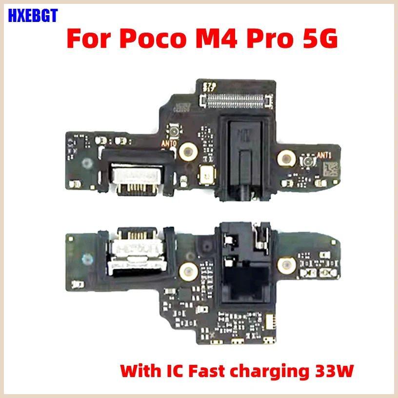 

With IC For Xiaomi Poco M4 Pro 5G USB Charging Port Flex Cable Fast Charging 33W Charger Dock Connector Board Parts