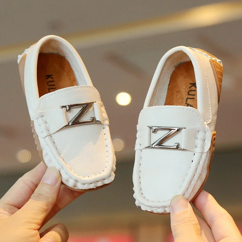 Boys Casual Shoes for Wedding Party Kids Leather Shoes Slip-on Loafers Fashion Metal Buckle Children Moccasins Flats Soft 21-30