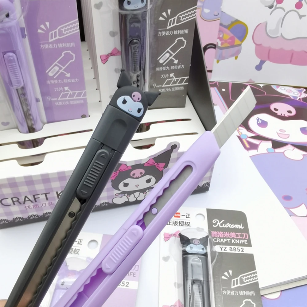 Kawaii Sanrio Kuromi Utility Knife Anime Hello Kitty My Melody Cartoon Art Cutting Express Box Cutter strumento per studenti giocattoli regali