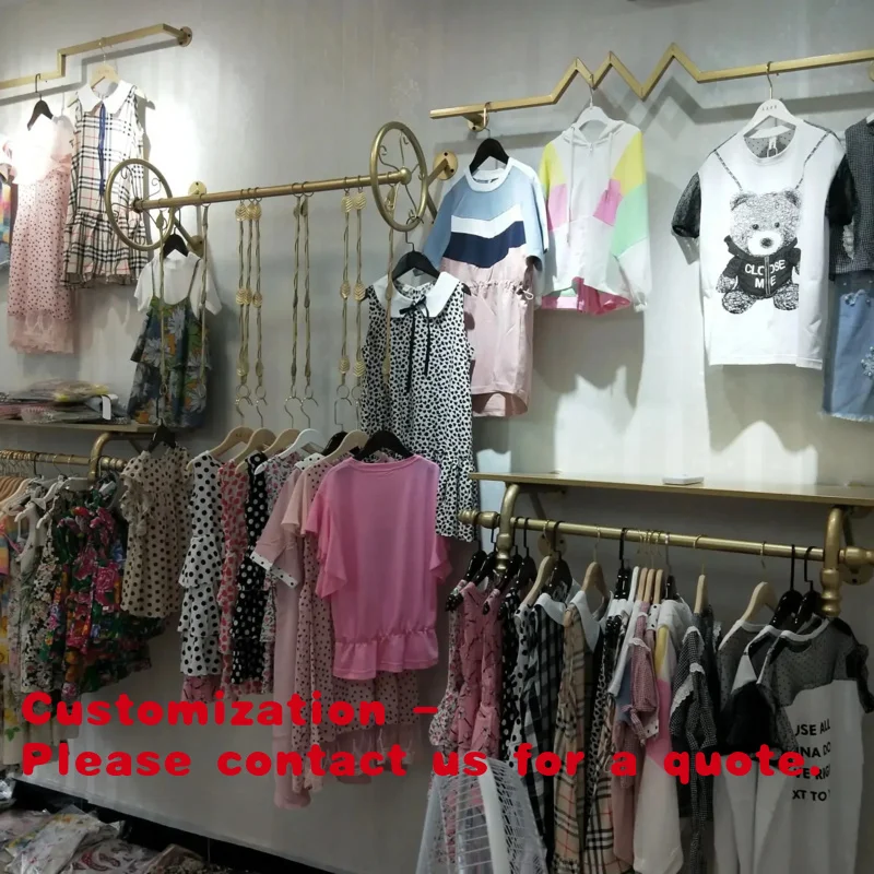 

Customize.Factory Black Cheap Metal Garment Display Clothes Shelf and Stand Wall Mounted Clothing Racks Retail Clothes Shop