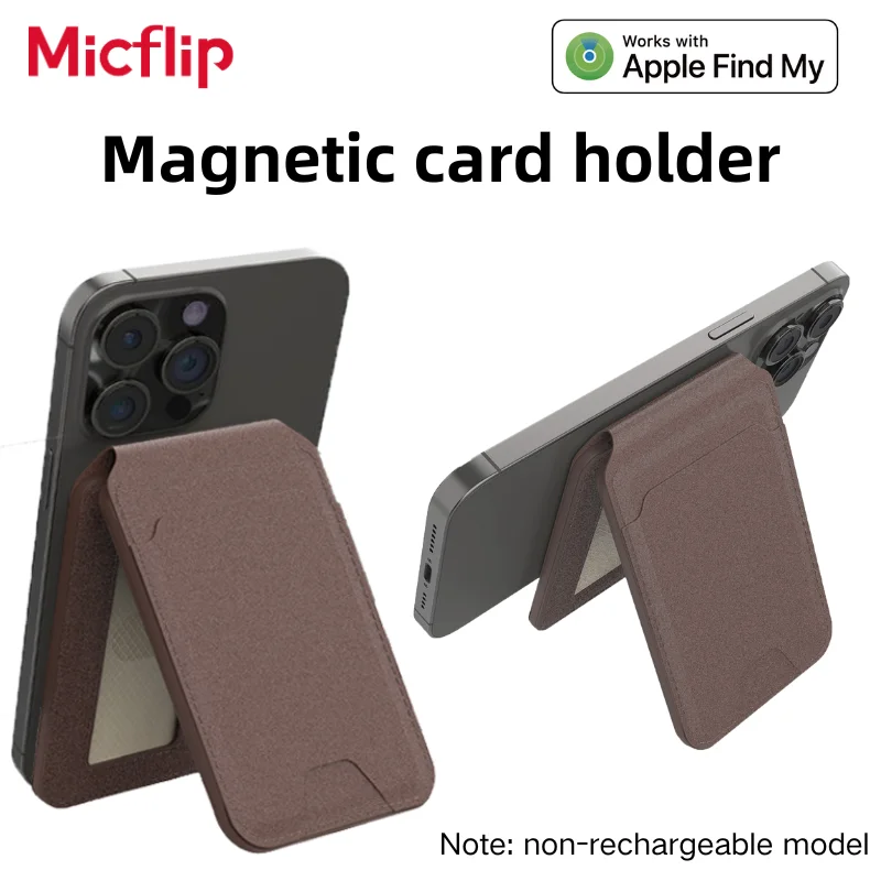 

Кожаный магнитный держатель для карт Magsafe Micflip со встроенным чехлом для iPhone 15, 16 Pro Max, чехол для телефона с кронштейном для карт