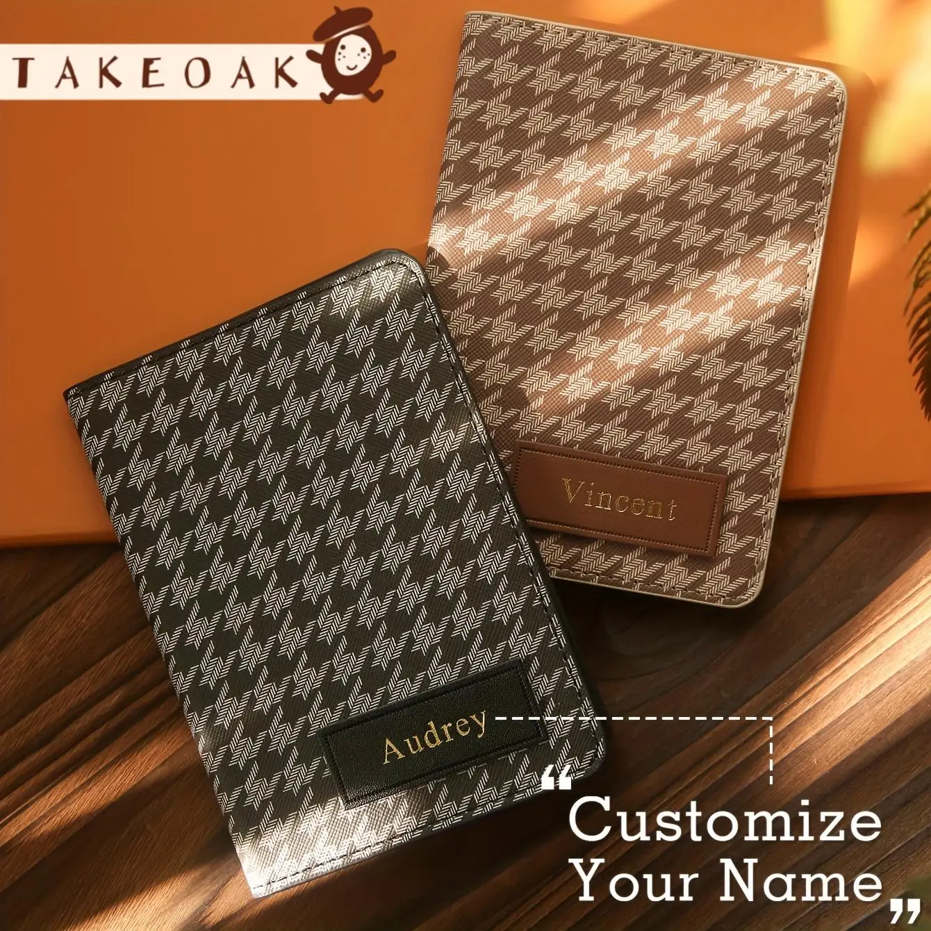 capa-de-passaporte-em-couro-pu-com-estampa-dourada-personalizada-design-houndstooth-multiplos-slots-para-cartoes-porta-documentos-de-viagem-vintage-luxuoso