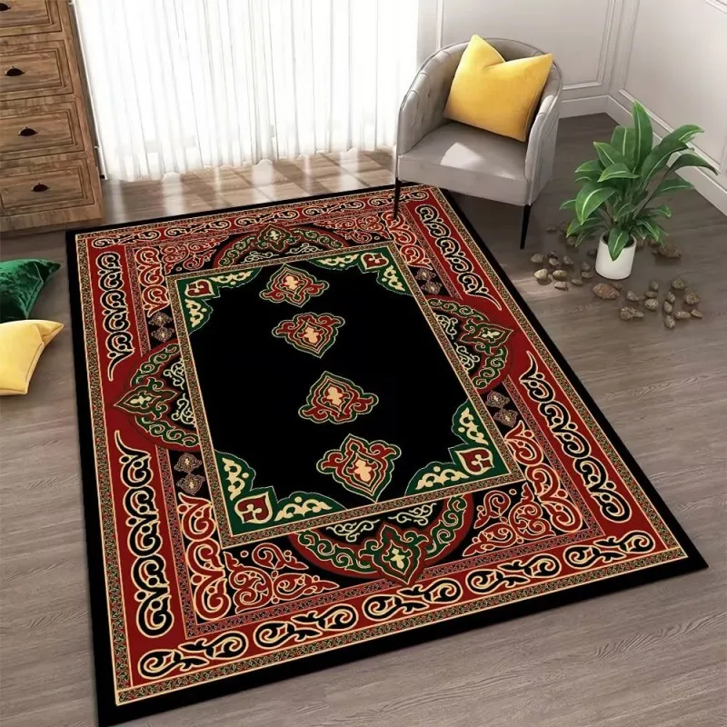 VIKAMA Muslim Prayer carpet Ethnic wind Large size crystal velvet kneeling rug living room home sofa non-slip bedroom soft ma