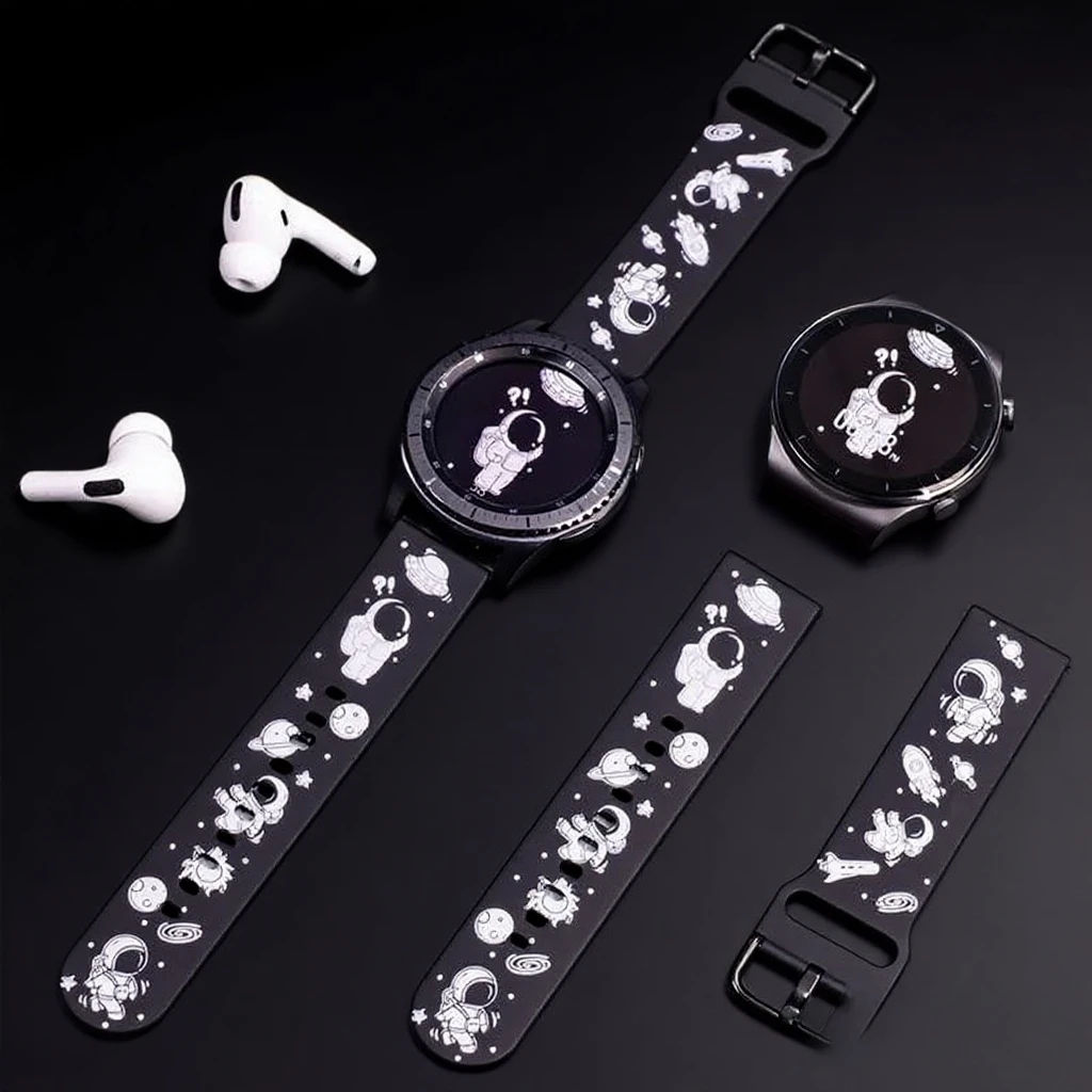 シリコーンプリント時計バンド Amazfit GTS/4/3/2/2e/ミニ/GTR 4/3/プロ/2e 42 ミリメートルストラトス 2/3 ベルト 20 ミリメートル 22 ミリメートルブレスレット amazfit bip 6 5