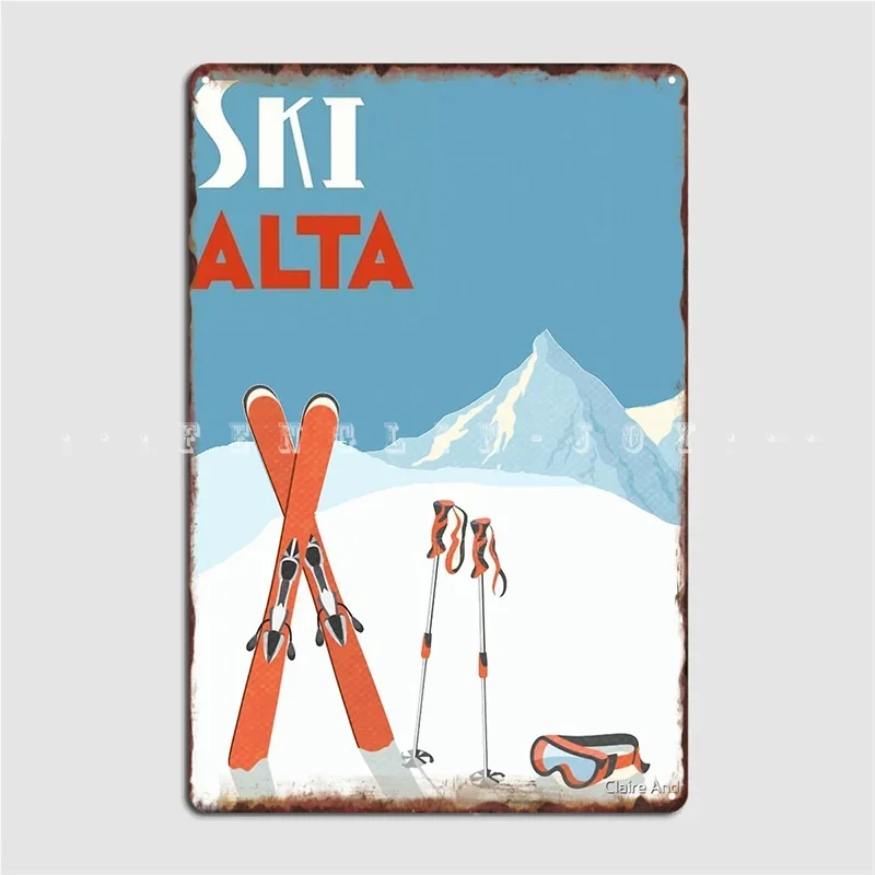 Ski Alta Vintage Metal Plaque Poster Cinema Garage Club Bar Design Wall Decor Tin Sign Posters