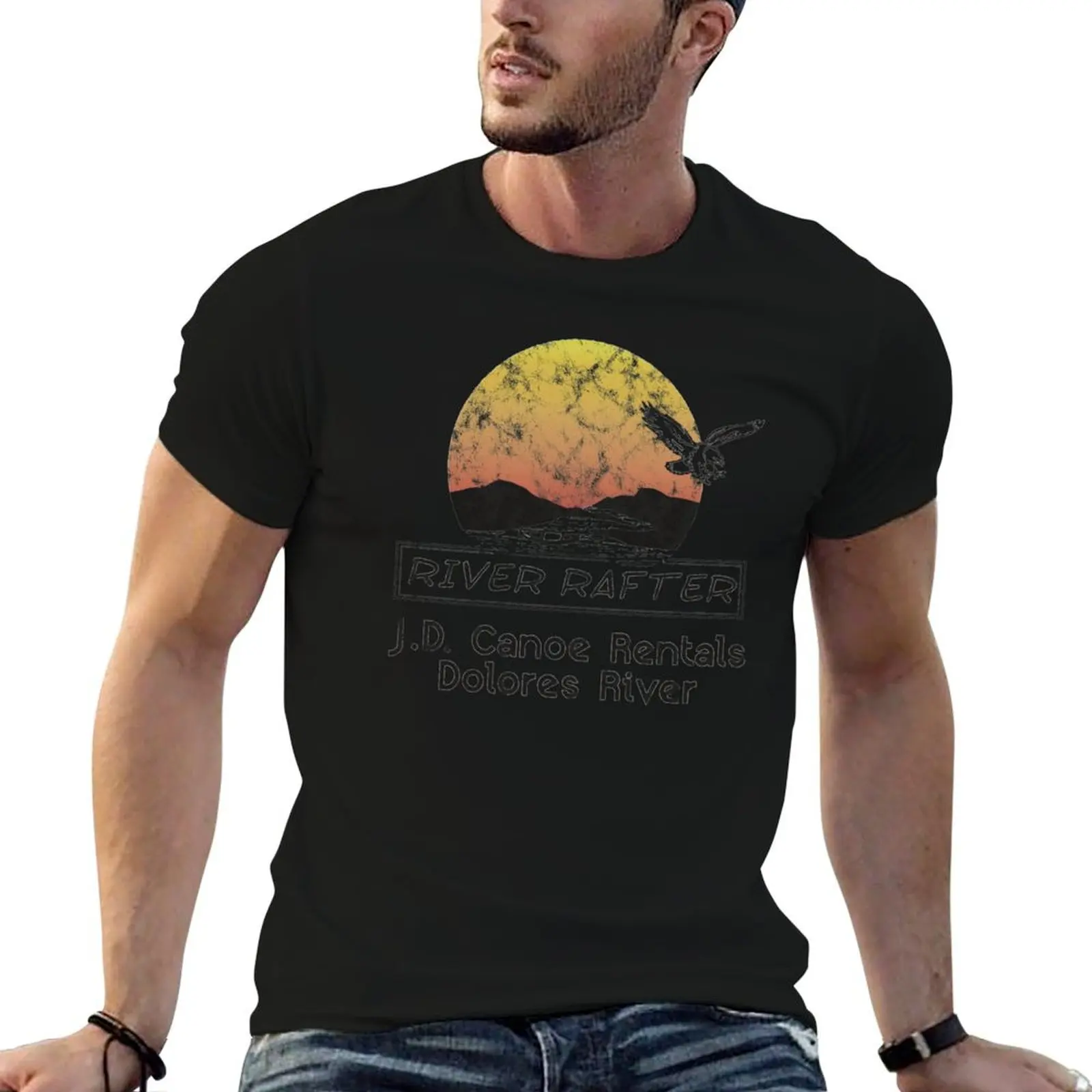 

Dolores River Canoe Rentals River Rafter (distressed) T-Shirt t shirts for man pack white man t shirts cotton T-Shirt