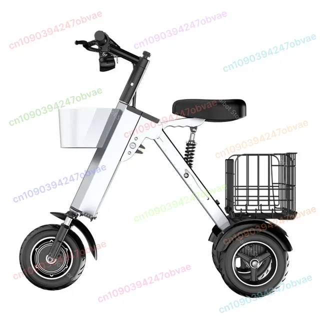 450W 36V Aluminum Alloy 3-Wheeled Electric Scooter For Adults 10 Inch Portable Folding Electric Tricycle With Trailer/Baskets