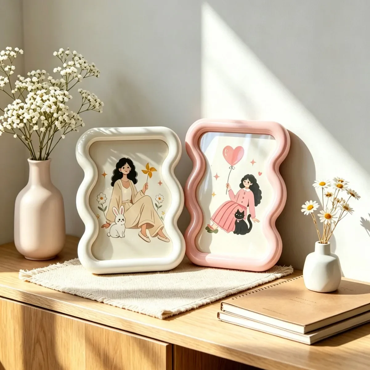 Minimalist Picture Frame Cartoon Creativity Tabletop PVC Frame for Photos Quality Pink/Green/Blue Frames Home Decor Gifts