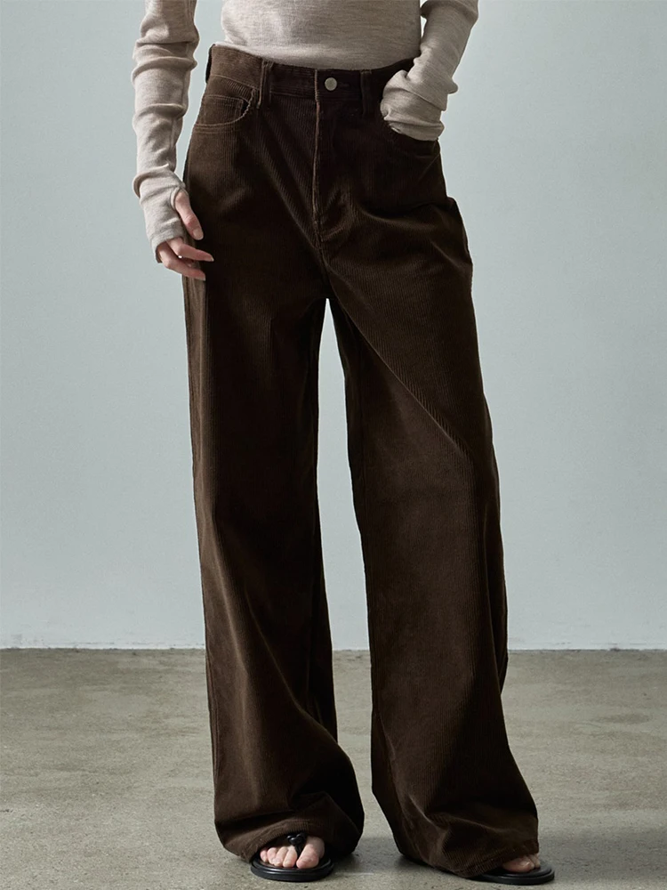 

Ретро-брюки из вельвета с высокой талией и широкими штанинами, свободного кроя, удобные повседневные брюки для женщин, модный тренд Весна 2026