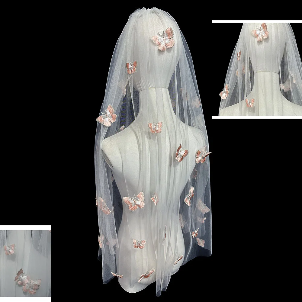 

Short Wedding Veil with Butterflies Bridal Veils