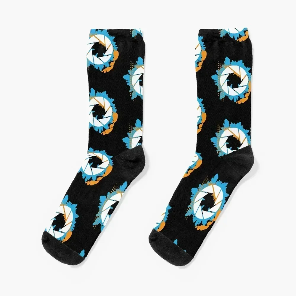 PortalAbstract Aperture Socks with print bright garter Stockings man Luxury Woman Socks Men's