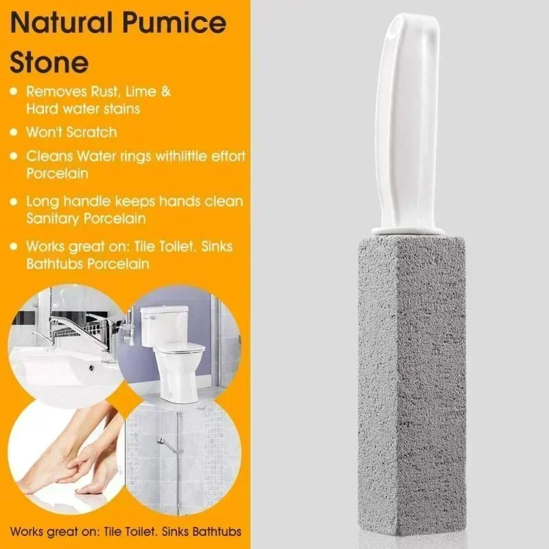 1pc Toilet Cleaner Hard Water Build Up Remover with Handle, Toilet Bowl Stain Ring Remover