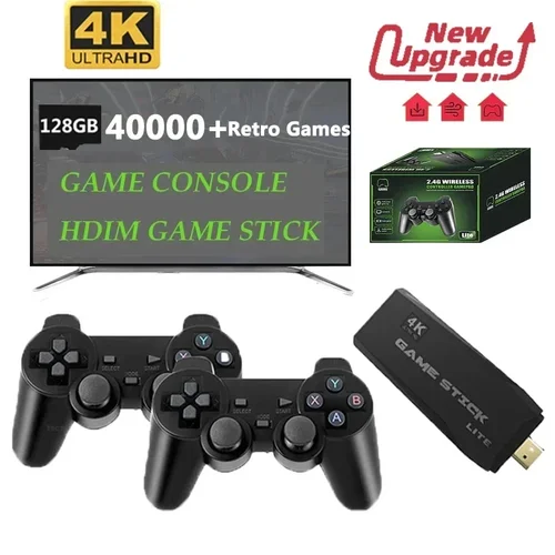 Imagen 2 del producto Mini consolas de videojuegos 4K, reproductor de videojuegos integrado, 40000 juegos con controlador inalámbrico doble de 2,4G, envío directo