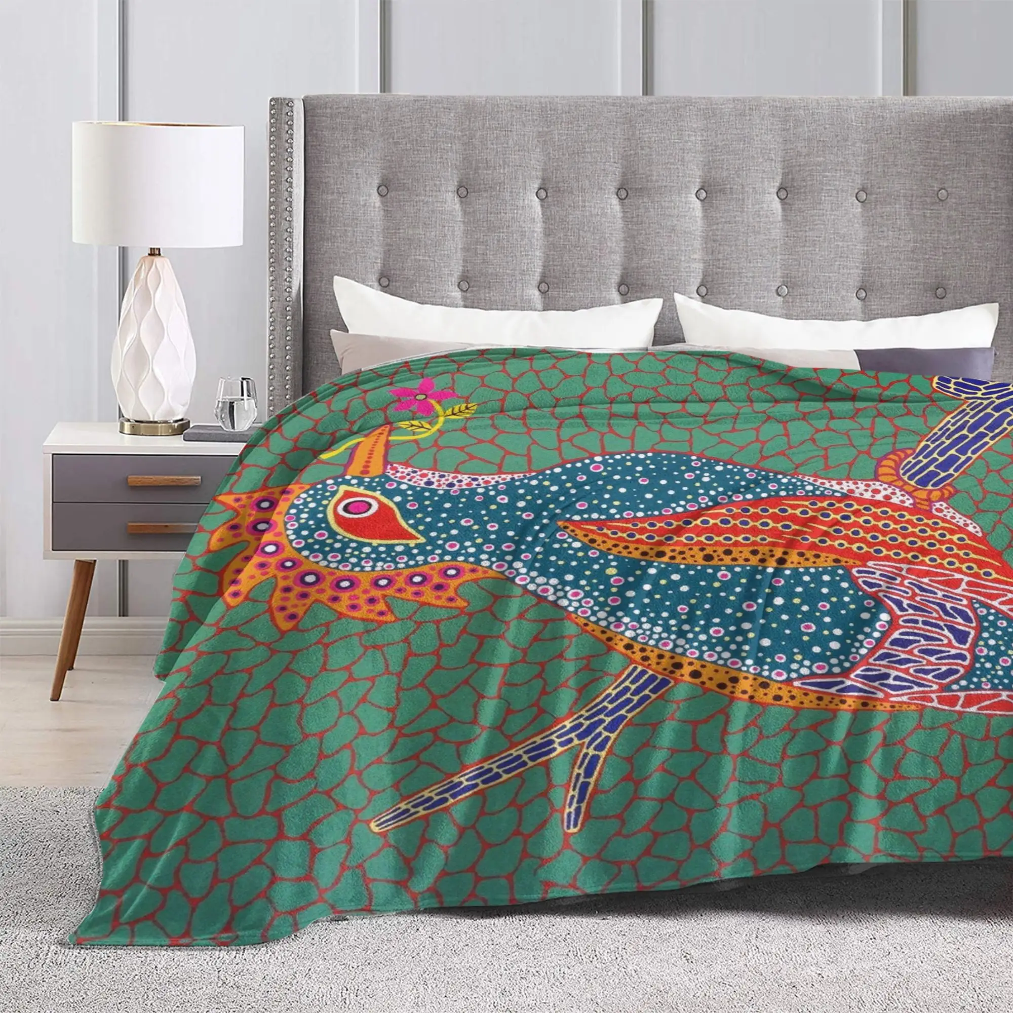 Yayoi Kusama bird on a branch flower Knitted Blanket Pumpkin Polka Pop Flannel Throw Blanket Bedding Couch Decoration Bedspreads