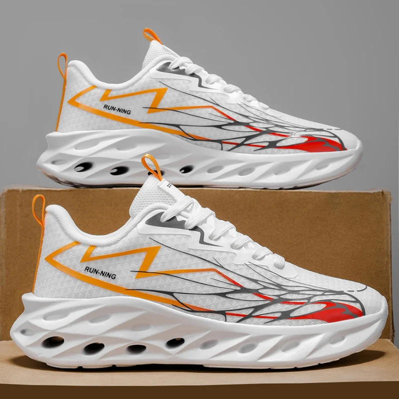 

Autumn New Cushioned Low Cut Mens Sports Shoes Elastic Lace Up Lightweight Running Shoes Breathable Comfortable Walking Shoes