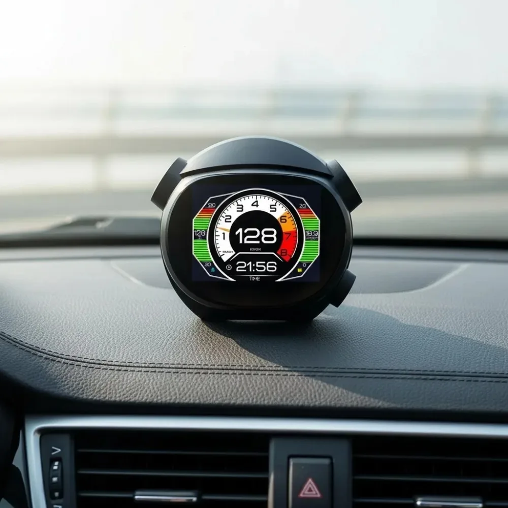 

K10 HUD Universal Car Gauge Water Temp Gauge Vehicle Speed Voltage Fuel Consumption Mileage OBD LCD Display