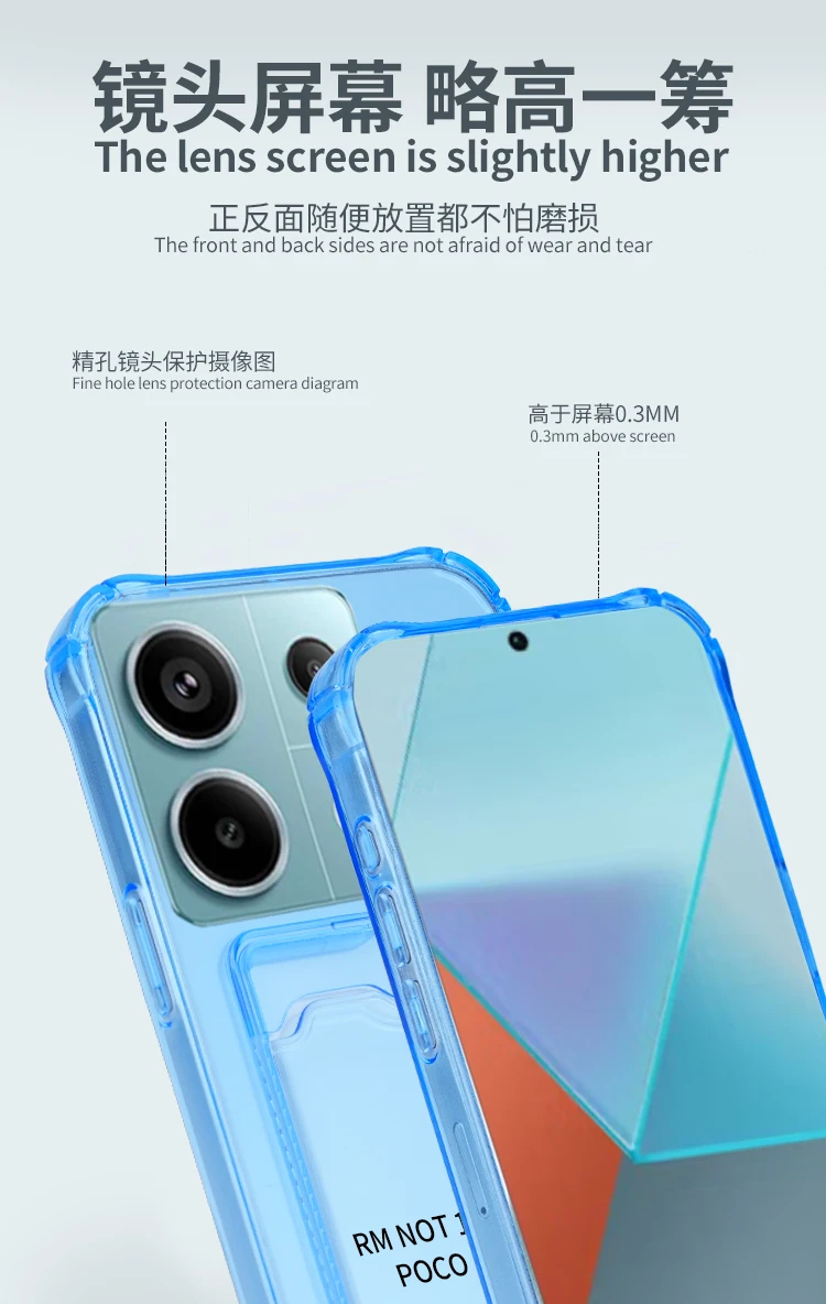 Kartenfach-Handyhülle für Xiaomi Redmi Note 13 12 11 10 9 Pro 13C 12S 12C 11S 10C 9A 9C 10A 10C Weiche TPU Transparente Schutzhülle – Detail 7