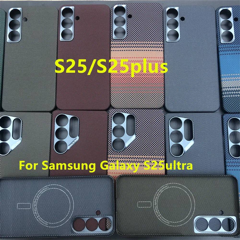 Carbon Fabric Fiber Aramid For Magsafe Case For Samsung Galaxy S25ultra Magnetic  Shell For  Galaxy S25/S25plus Case