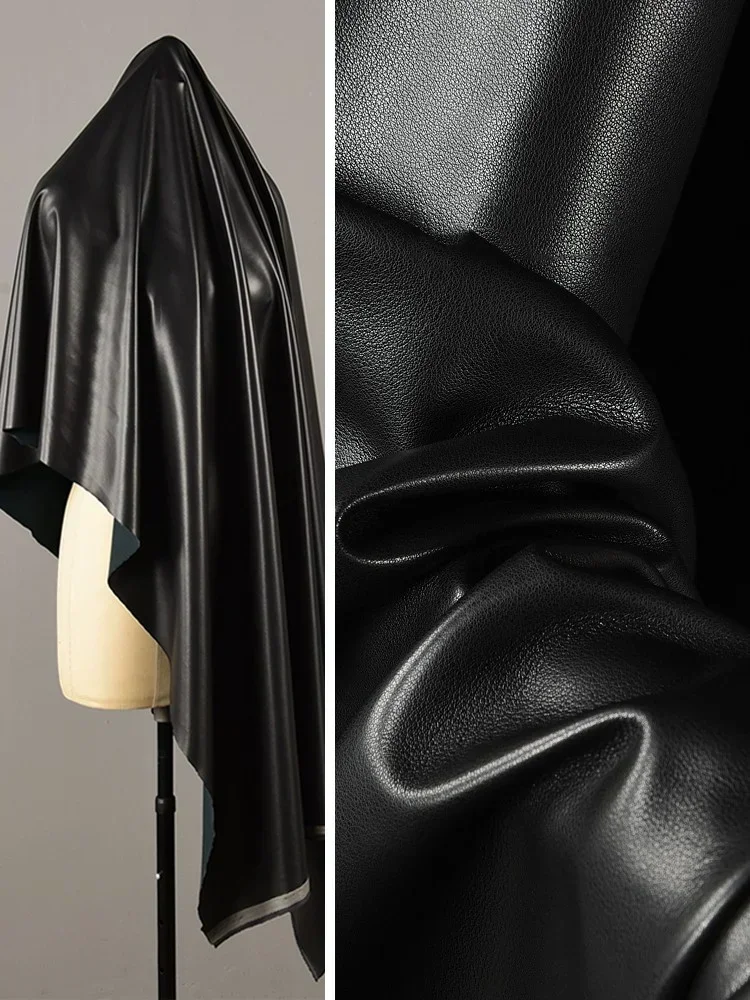 

Протеиновая кожаная ткань, мягкая эластичная темно-черная матовая ткань, нижняя дизайнерская оптовая продажа, ткань для шитья одежды своими руками