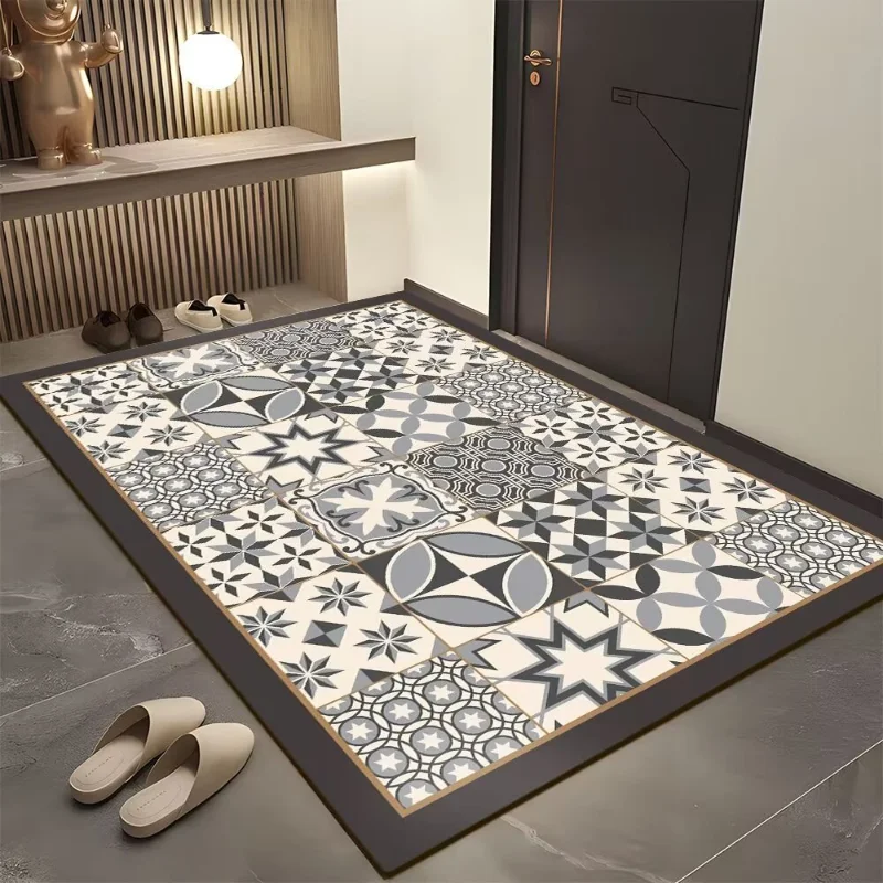 VIKAMA Bohemian Geometric Door Mat Anti slip Moroccan Area Carpet Indoor and Outdoor Home Decoration