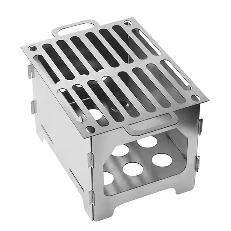 

XSXS-Collapsible-Campfire Stove Stainless Steel Charcoal Firewood Stove Detachable Multifunctional For Outdoor Pincnic