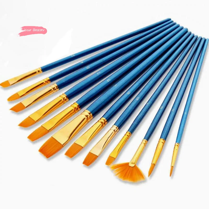 Y-Professional Detail Painting Brushes Set round Flat Nylon Hair for Watercolor & Oil Kid Students Artists Painting Tool