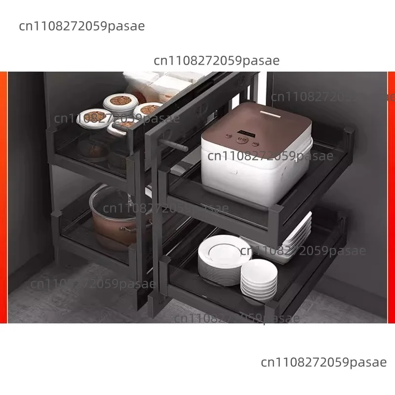 Full-Extension Cabinet Pull-Out Basket: Kitchen Spice and Dish Rack, Drawer-Style, Large Capacity