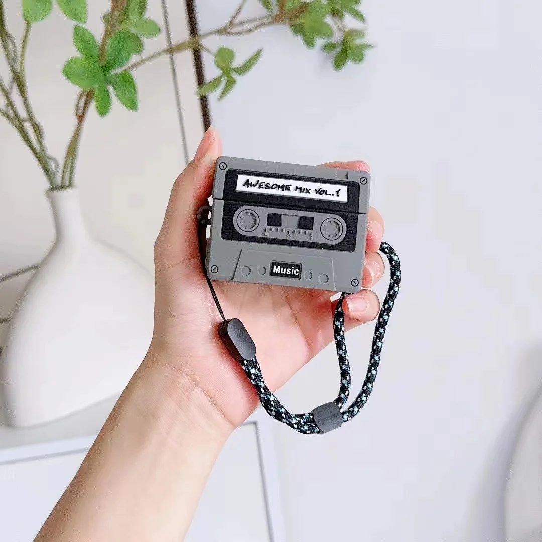 Cartoon Classic Music Tape Style Design for Airpods Pro 2nd Gen Wireless Bluetooth Protective Case with Lanyard For airpods Pro2