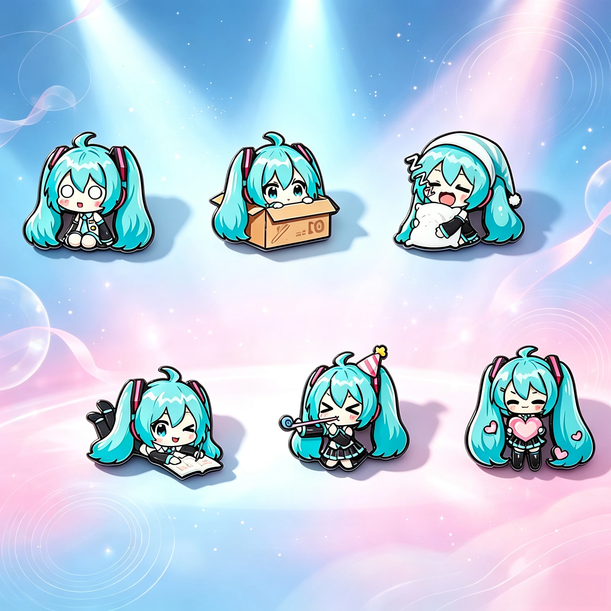 6pcs Enamel Pins Cute Cartoon Girl Miku Badge Cosplay Anime Brooches for Clothes Backpack Accessories Jewelry Gifts