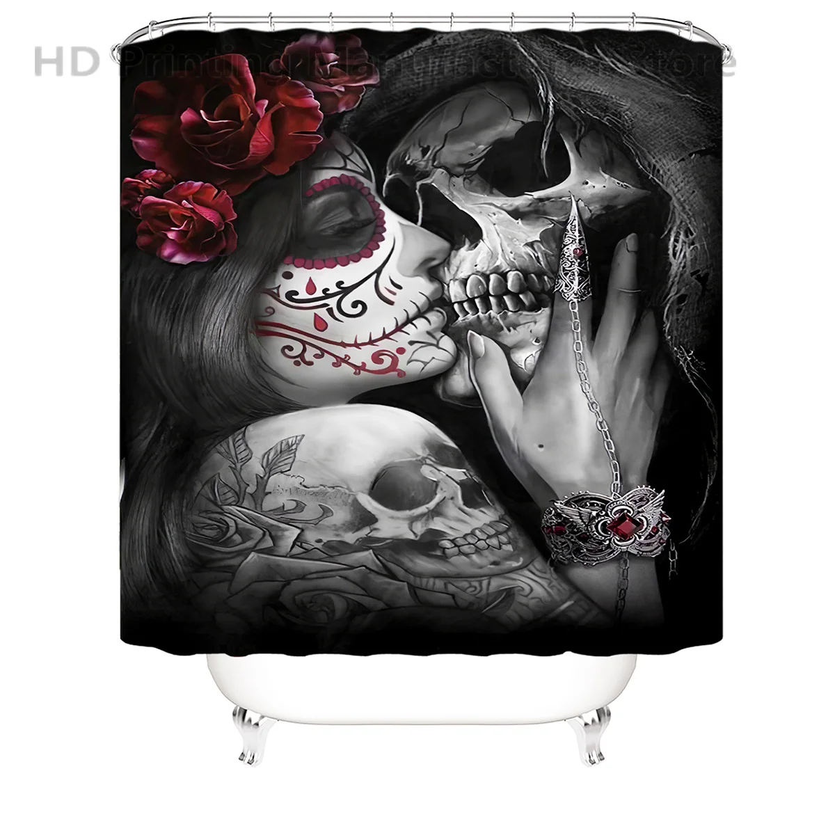 Bathroom Scary 3D Horror Halloween Shower Curtain Window Curtains Bloody Hands Bloodstain Scary Zombie Print Bath Curtains Decor