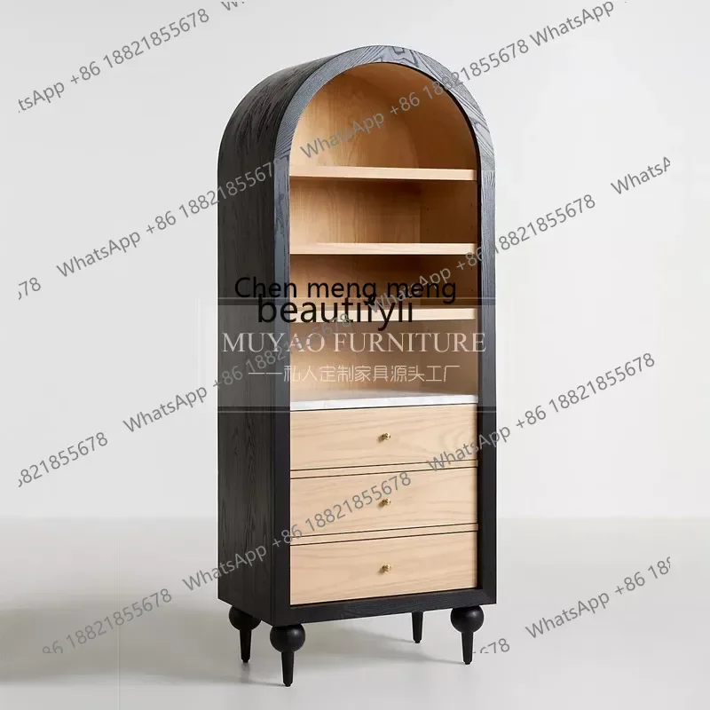 

xx1French retro color matching wine cabinet, American doorless bookcase, Nordic simple decorative furniture cabinet