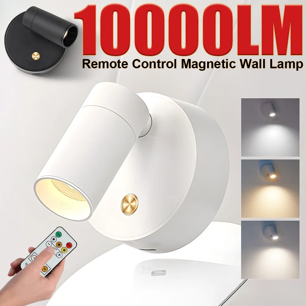 

10000LM Magnetic Wall Light Remote&Touch Control 3 Colors Dimmable LED Night Light USB-C Rechargeable for Bedroom Cabinet Closet