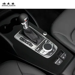 For Audi A3 8V S3 2014-2020 Suede leather Car Wrapping ABS Car Center Console Gear Shift multimedia Buttons Panel Cover Stickers