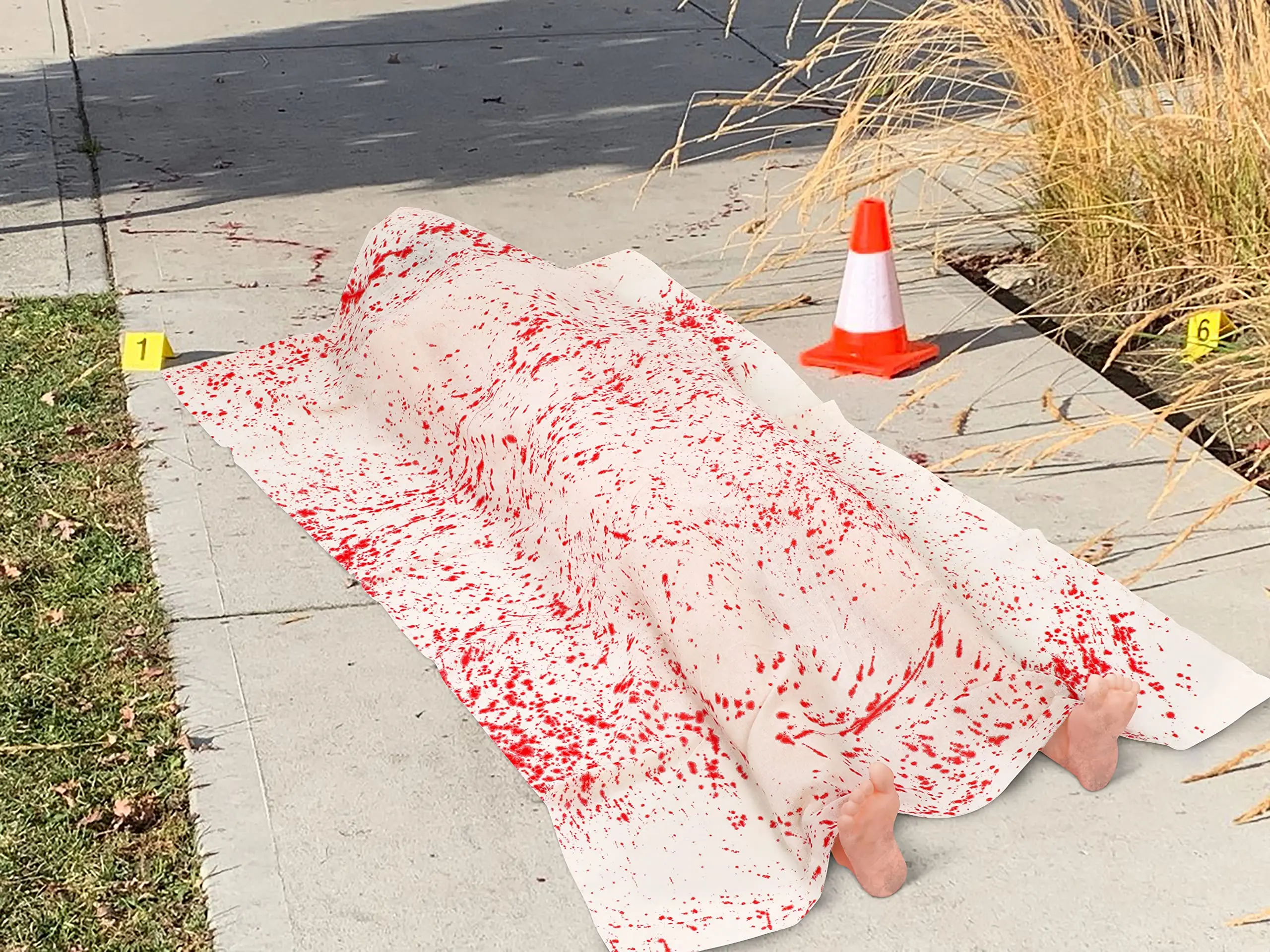 5.4ft Halloween Decorations Outdoor Props - Scary Hallowmas Back from The Grave Dead Victim Prop for Haunted House Party Decor(Assembly Needed) Red