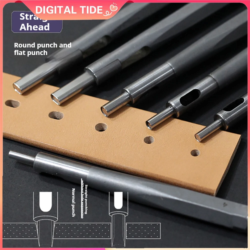 M390 Steel Manual Leather Punch Tool For Belt & Watch Straps, Flat/Round Non-Tapered Hole Puncher, No Flaring DIY Craft Tool