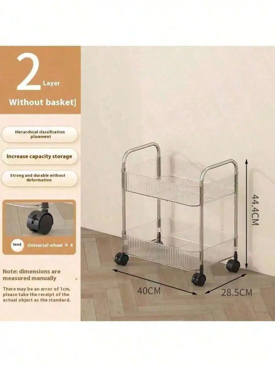 Handcart-Style Storage Rack For Household Snacks, Multi-Layer Storage Bookshelf, Portable Kitchen Fruit And Vegetable Basket, Ac