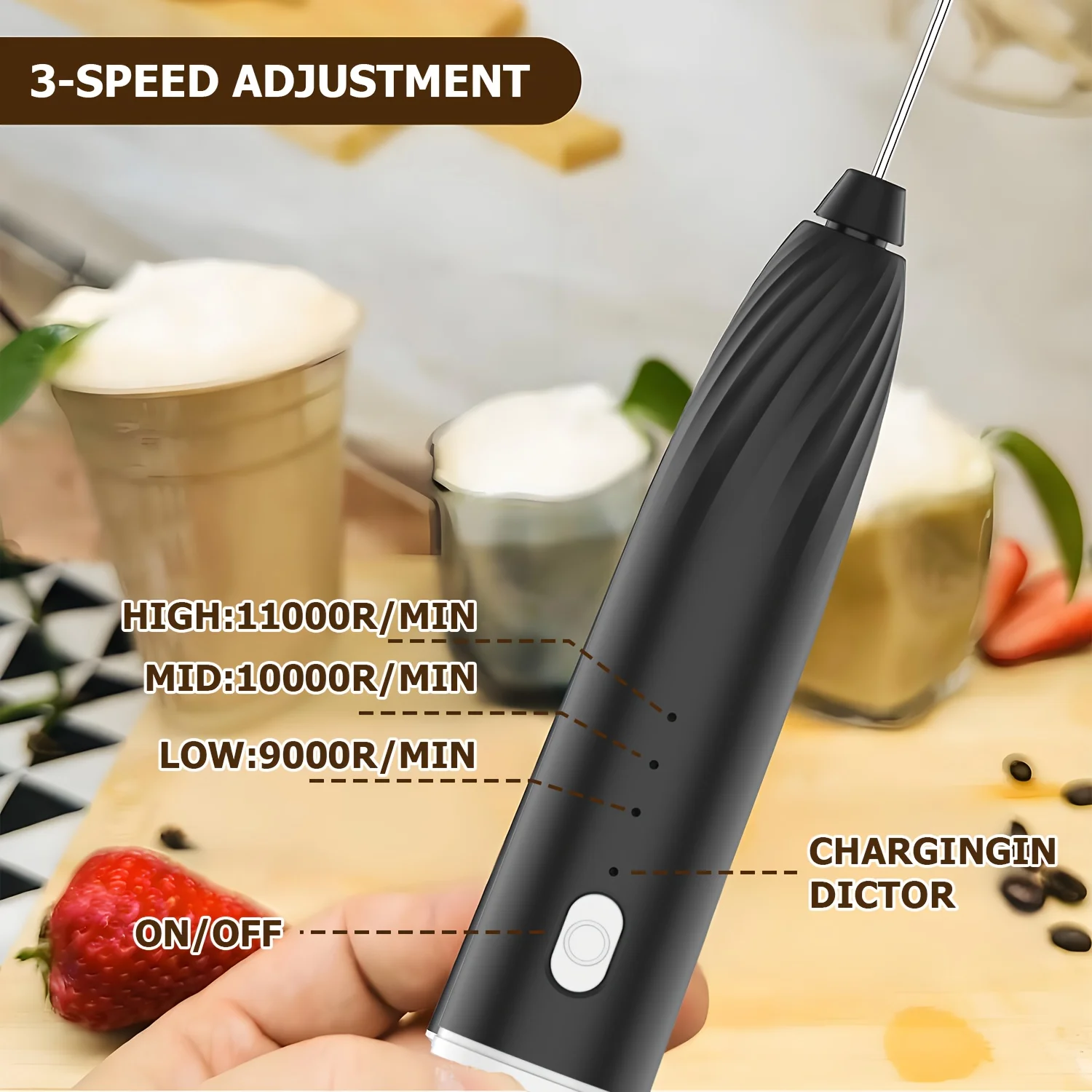 رغوة الحليب الكهربائية اللاسلكية - رغوة صغيرة محمولة للقهوة والكابتشينو والماتشا، خلاط وخلاط قابل لإعادة الشحن