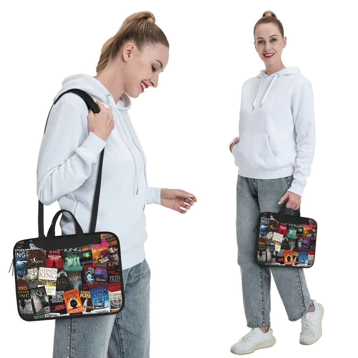 Stephen King Book Covers Horror Bookworm Crossbody Laptop Bag Case  Resistant Protective Notebook Pouch for Macbook Pro Lenovo