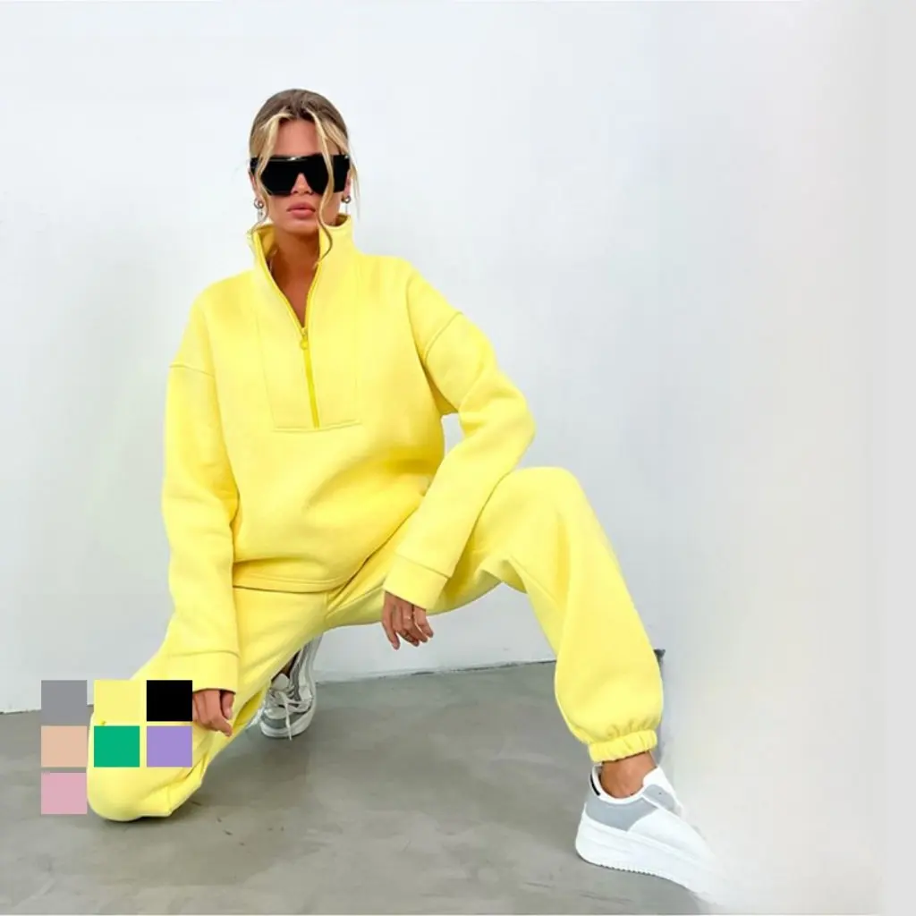 

Женский спортивный костюм на молнии с длинным рукавом, повседневный комплект из двух предметов, весна-осень, новинка, хит продаж