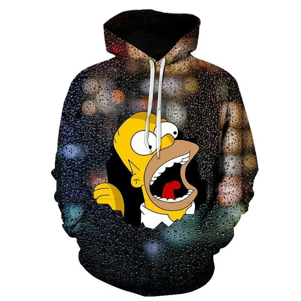 MINISO Simpsons Hoodies Cartoon Anime Simpson 3D Print Men Fashion Oversized Sweatshirt Hoodie Adult Pullover Tops Clothing